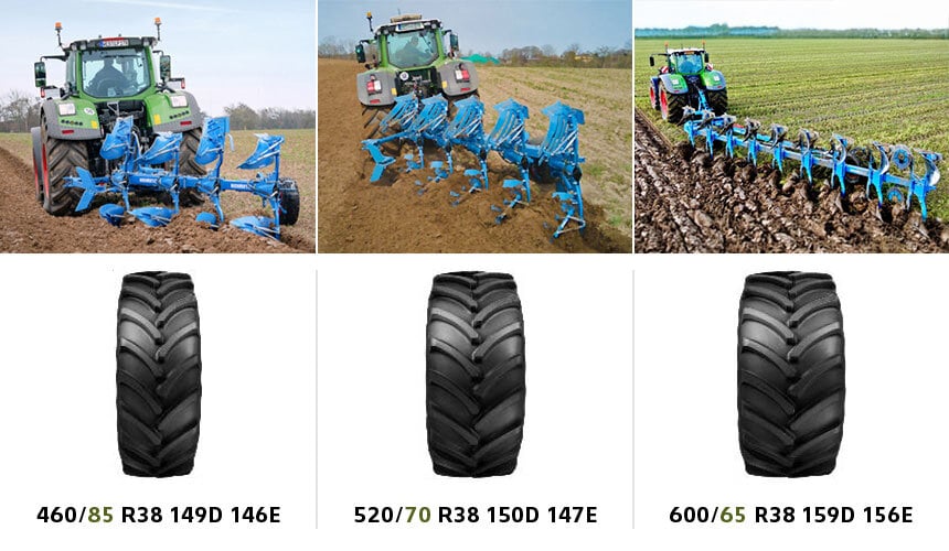 Increasing tyre size allows you to work with wider, heavier implements