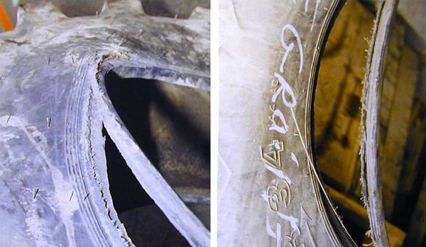 Damage at the level of the bead linked to driving with under inflated tyres