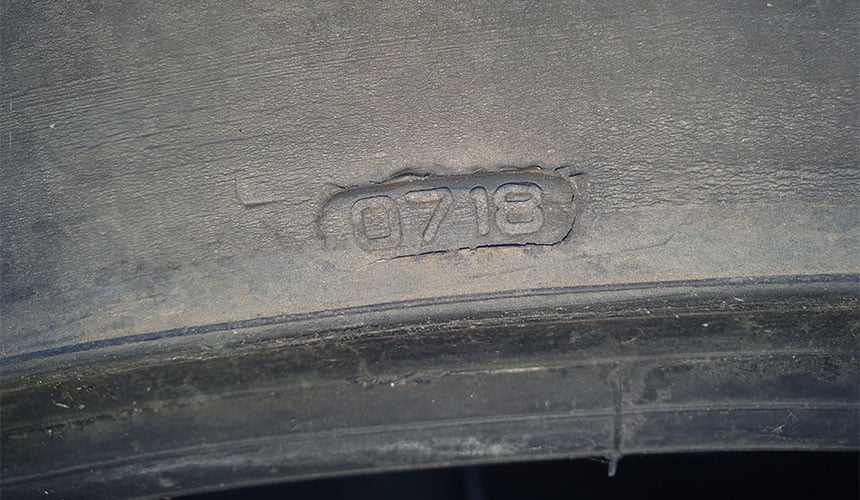The tyre was manufactured in the 7th week of 2018