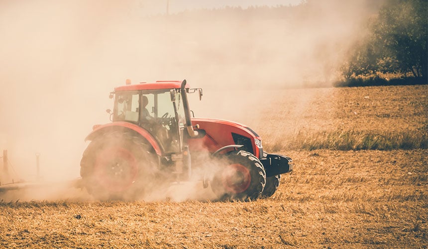 Great strain on tyres during ploughing