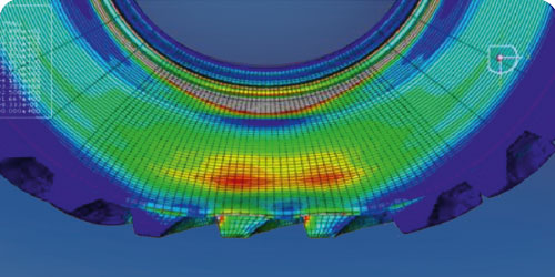 Stress testing of the casing of a Maxi Traction Harvest tyre