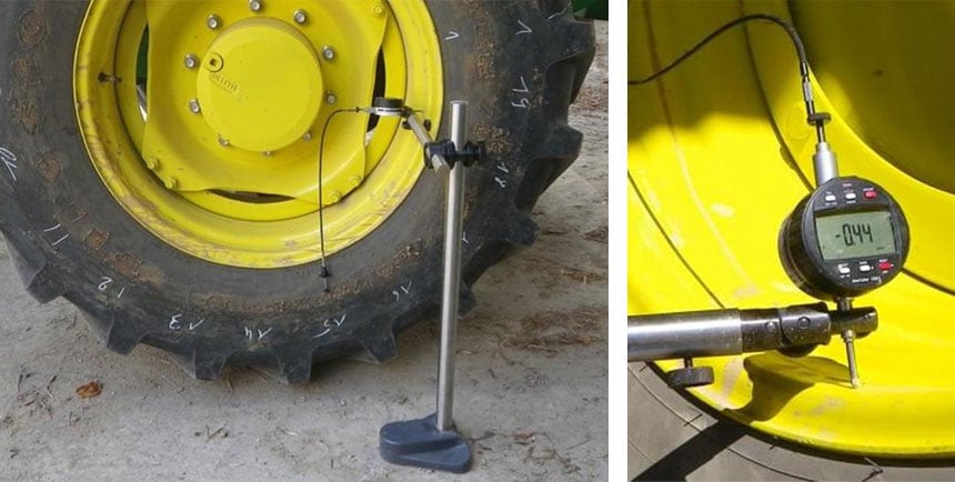 Tool for measuring tyre concentricity