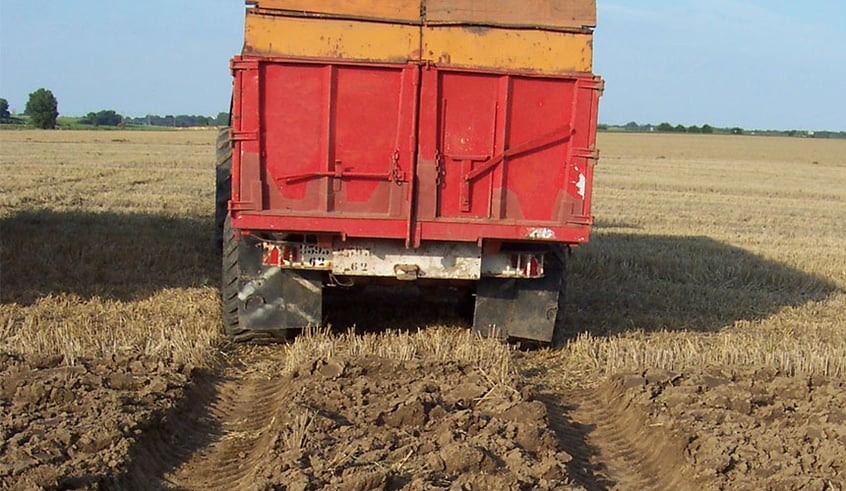 Surface compaction is linked to trailer tyres