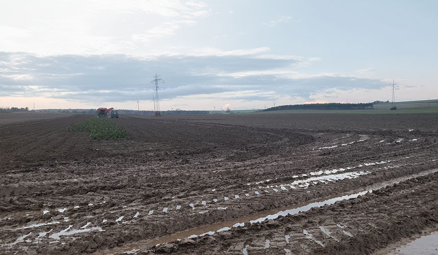 Clay soil easily turns to mud in wet conditions