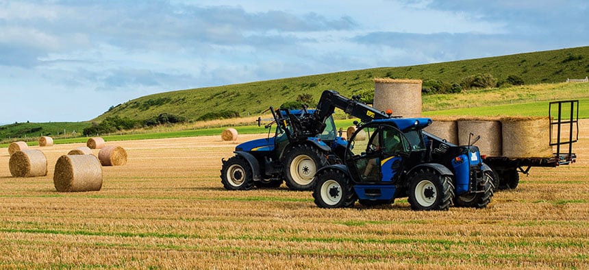 Use of a telescopic loader with field crops