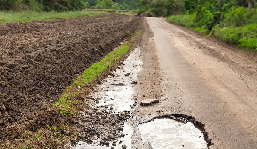 The secondary roads often used by tractors are less well maintained