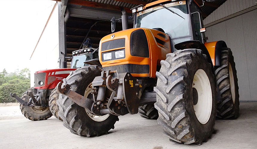 Inside storage on the tractor on a flat, dry floor