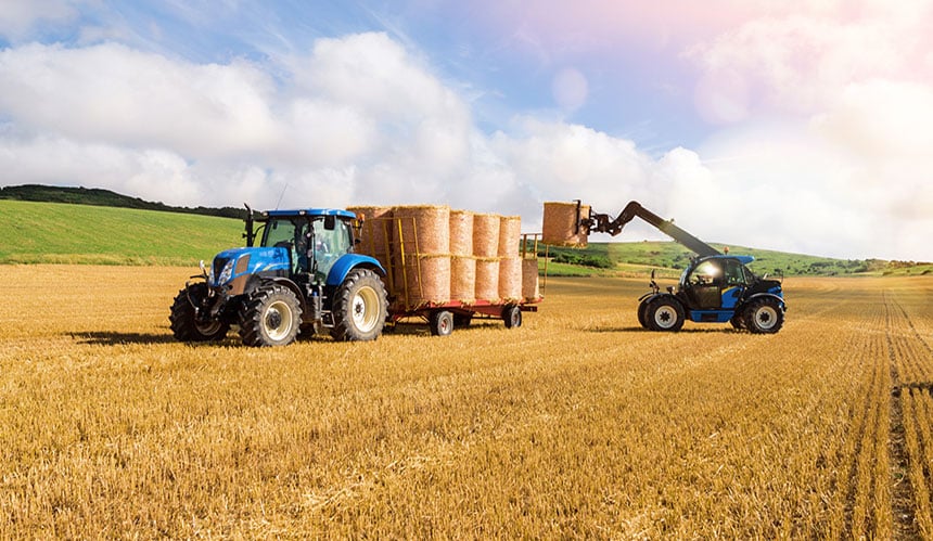 Tyres designed to compensate for the weight shift towards the front during work in the fields with a telescopic handler